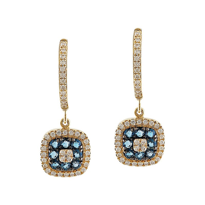 Cercei Deruvo Aur 18k Diamante, London Blue Topaz E3971LBT-Y