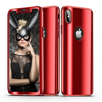 Husa telefon Apple Iphone X, Iphone 10 ofera protectie Completa 360 Ultrasubtire Red Mirror + Folie Sticla Husa telefon Apple Iphone X, Iphone 10 ofera protectie Completa 360 Ultrasubtire Red Mirror + Folie Sticla