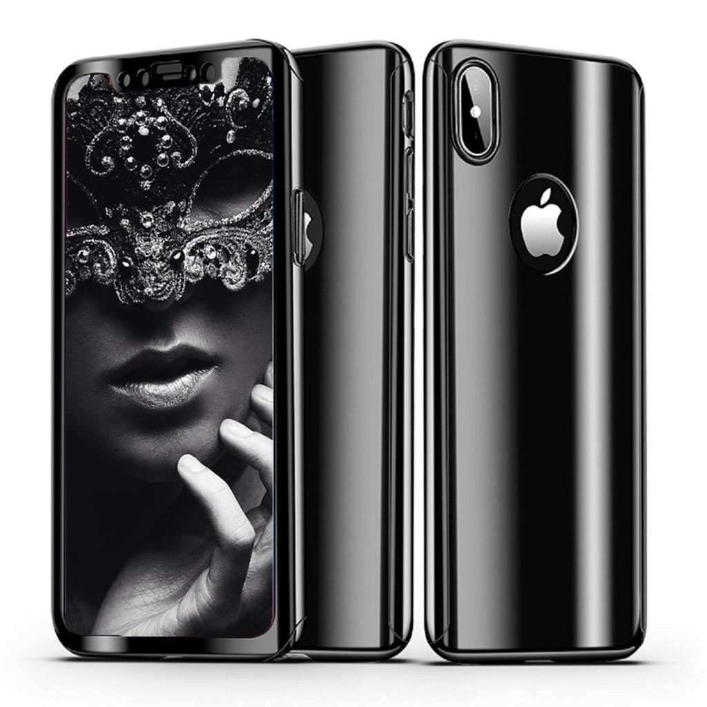 Husa telefon Apple Iphone X, Iphone 10 ofera protectie Completa 360 Ultrasubtire Black Mirror + Folie Sticla