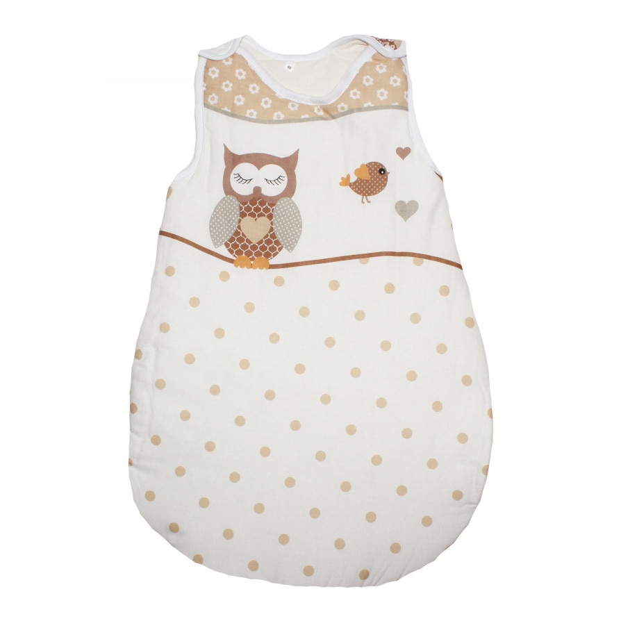 Sac de dormit, vara, bufnite, crem-6-12 luni