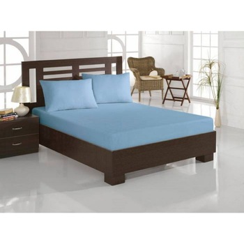 Set de pat format din ceraceaf de pat cu elastic 160x200 cm+2 fete perna 50x70 cm,bleu Set de pat format din ceraceaf de pat cu elastic 160x200 cm+2 fete perna 50x70 cm,bleu