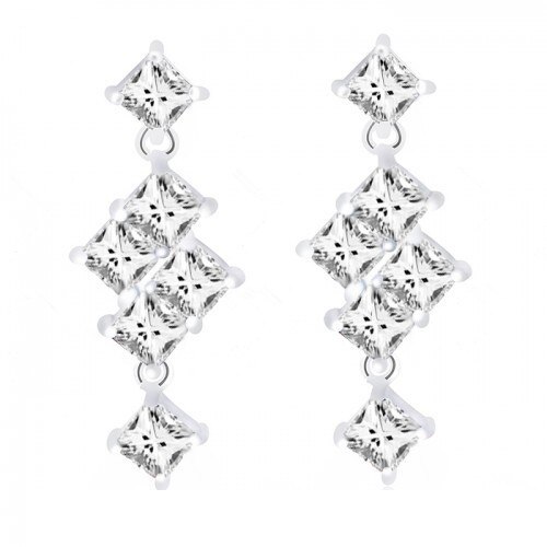 Cercei cu zirconii White Waterfall