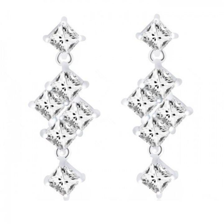 Cercei cu zirconii White Waterfall