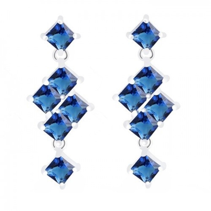 Cercei cu zirconii Blue Waterfall