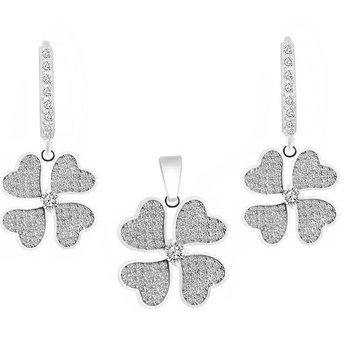 Set Bijuterii Cercei si Colier Clover Flower