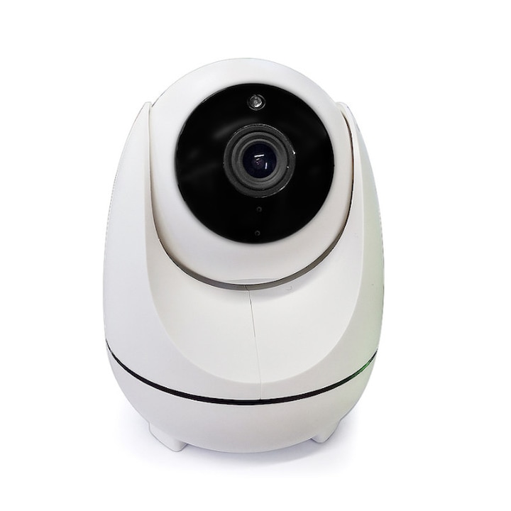 WiFi Смарт камера с автоматично проследяване и бебефон, GatoCam, 2MP 1080P, Auto Tracking, Нощно виждане, Бяла