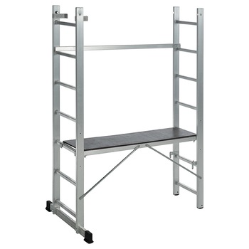 Scara si schela aluminiu Profesionala cu platforma 2x6 trepte, 150x50 cm, inaltime maxima platforma 1.2 m, 150 kG, fabricata in UE Scara si schela aluminiu Profesionala cu platforma 2x6 trepte, 150x50 cm, inaltime maxima platforma 1.2 m, 150 kG, fabricata in UE