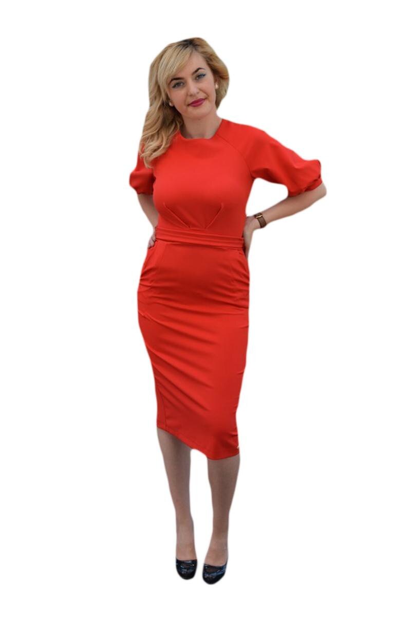 Rochie tinereasca cu buzunare laterale interesante, D&J Exclusive, Rosu