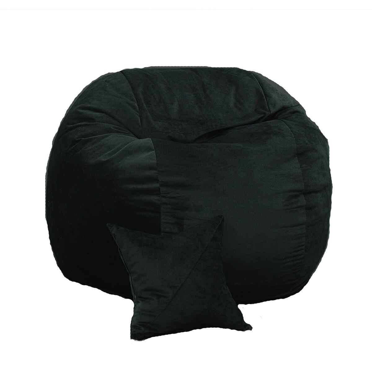 Fotoliu King Size XL cu Perna decorativa, Black Velvet Gama Plush Honey umplut cu fulgi de burete memory mix