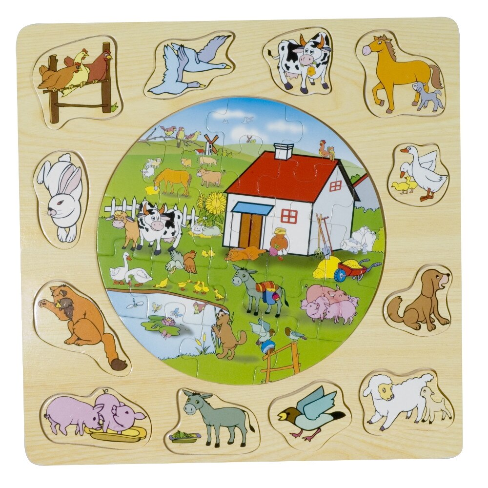 Puzzle din lemn, Pino, Puzzle 2 in 1 Ferma