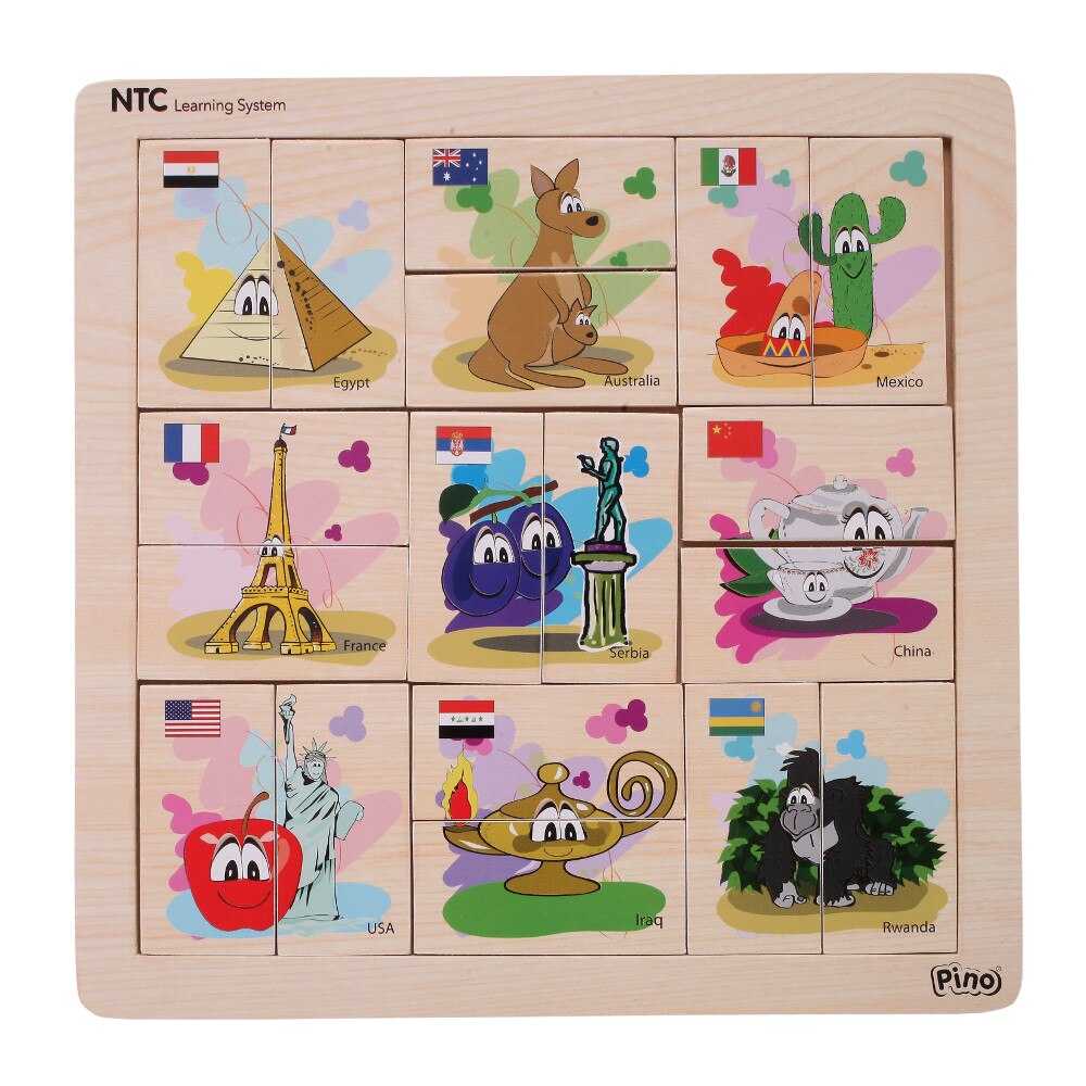 Puzzle din lemn, Pino, Joc asociativ Tari, NTC Learning System