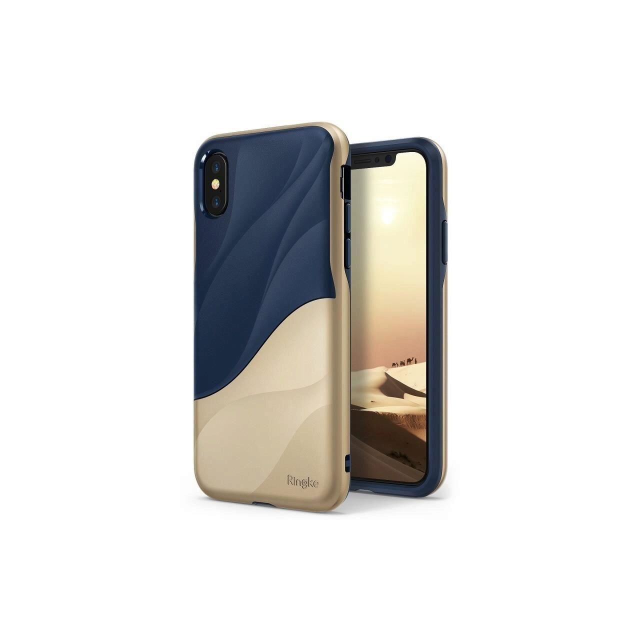 Husa Ringke Wave Albastru cu Auriu Pentru Apple Iphone X