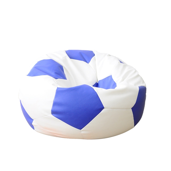 Пуф Pufrelax, топка за деца 2-8 г., 180л. Telstar Junior - White & Blue, Еко кожа, Пълнеж от Полистиролни перли