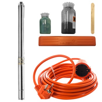 Pompa submersibila de adancime Profesionala, PENTAX 4S 140 7A, putere 0.75kW, debit 8400 l/h, inaltime de refulare 42m, 7 etaje + Cadou prelungitor 10 m + kit de conectare pentru cablu, cu rasina Pompa submersibila de adancime Profesionala, PENTAX 4S 140 7A, putere 0.75kW, debit 8400 l/h, inaltime de refulare 42m, 7 etaje + Cadou prelungitor 10 m + kit de conectare pentru cablu, cu rasina