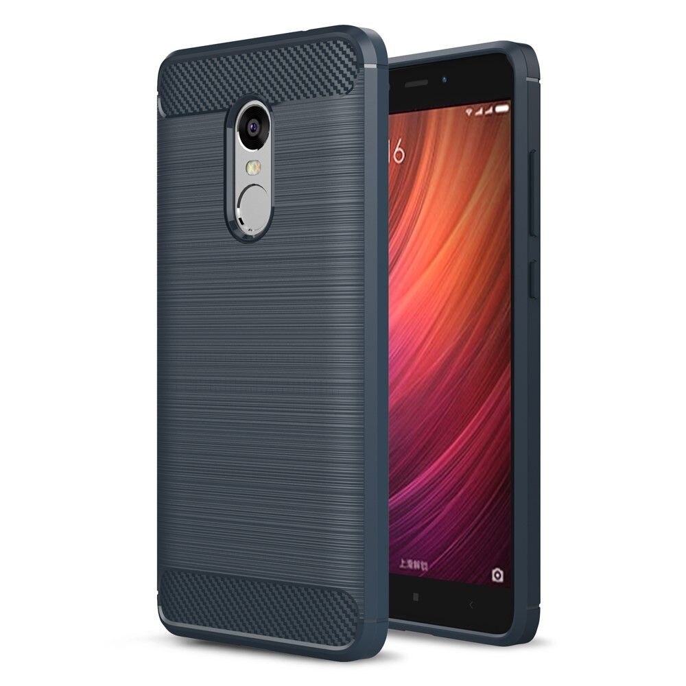 Husa Tpu Carbon Fibre Brushed Xiaomi Redmi Note 4 - albastru