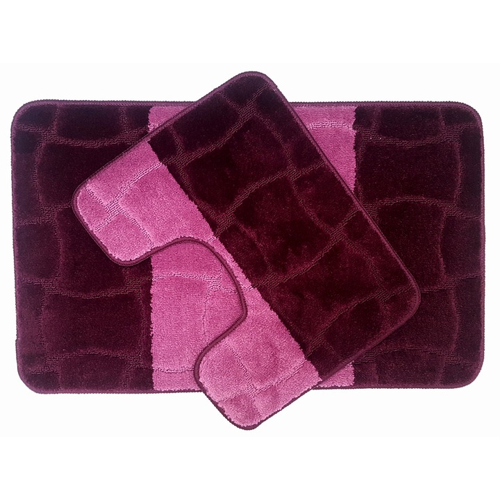 Set 2 covorase baie Sariyer Aubergine, 50x80 cm, 40x50 cm Mov