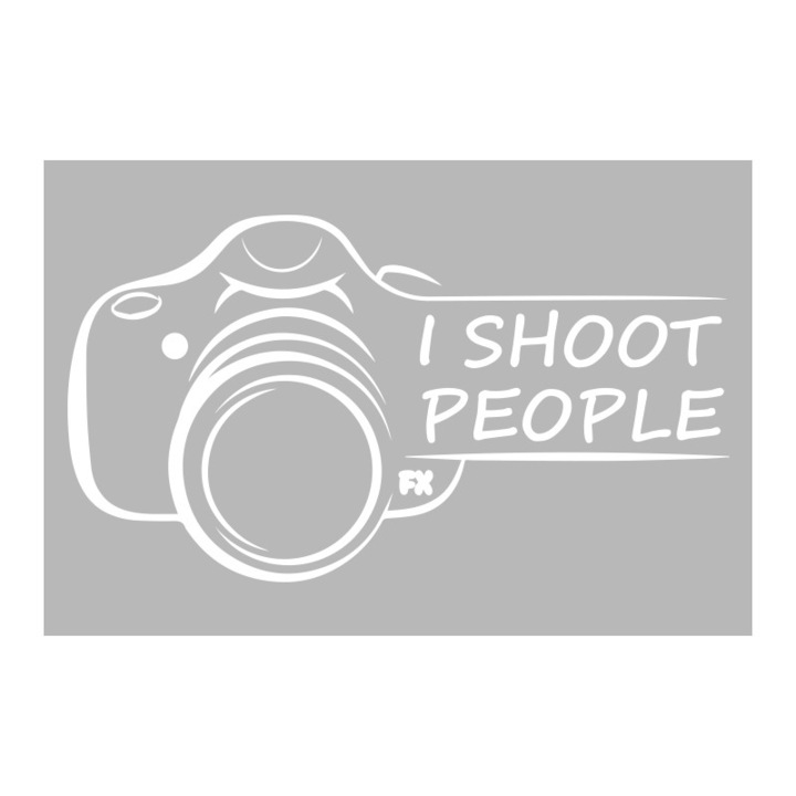 Sticker Auto - SMAER - I SHOOT PEOPLE - 20cm x 15cm - Alb