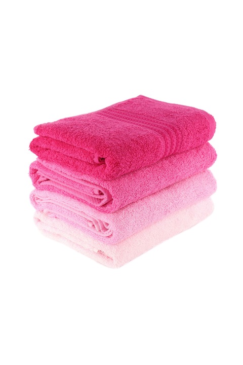 Комплект от 4 кърпи Hobby, 100% памук, Розов/Бял