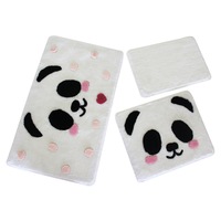 Chilai Home by Alessia, Set de covorase de baie - 3 piese, 100% acrilic, 40X60-50X60-60X100, Alb/Negru/Roz