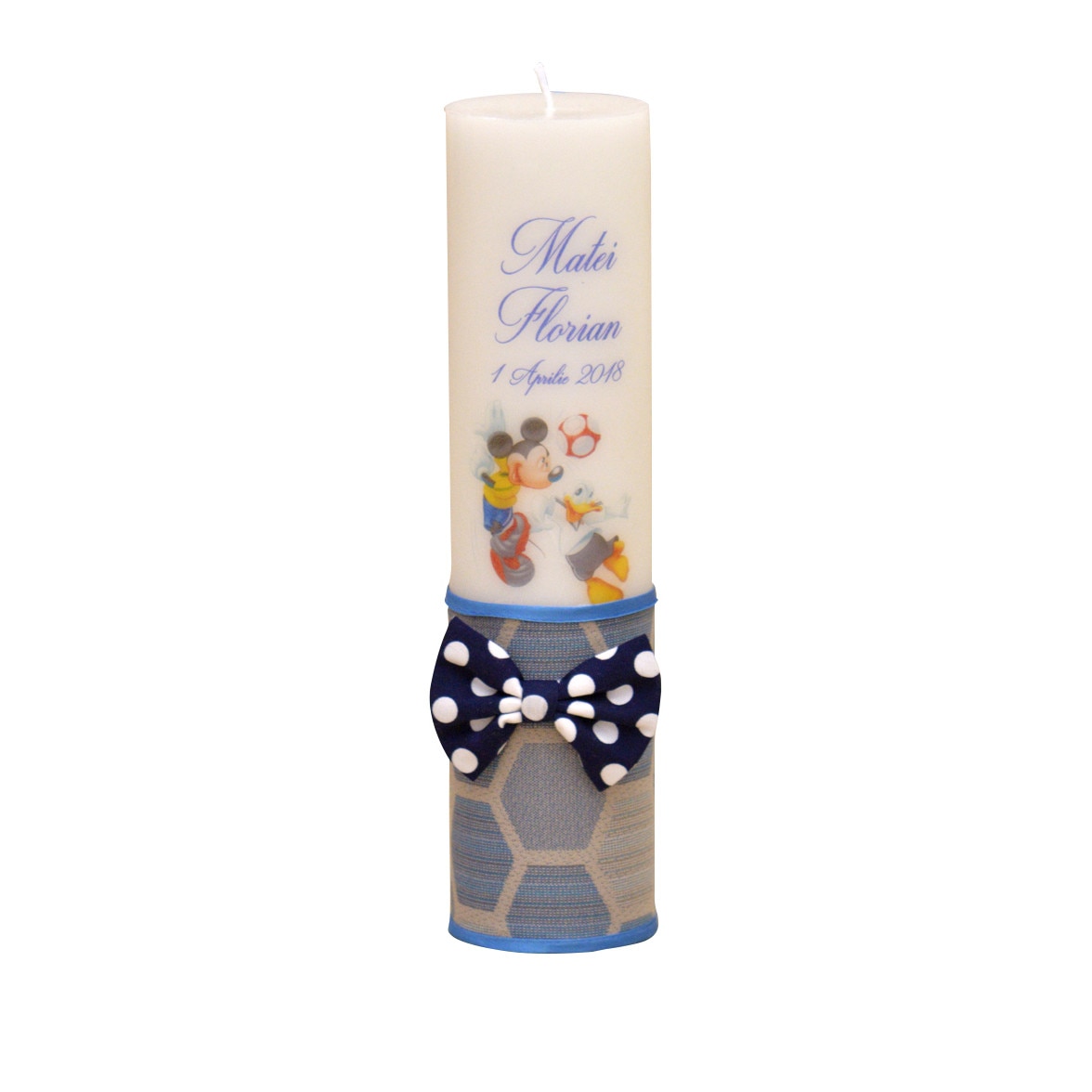 Lumanare de botez personalizata Mickey Fotbalist