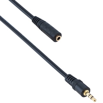 Cablu audio Detech Jack 3.5mm Mama Tata Prelungitor, 3m, Stereo, negru, calitate deosebita, contacte aurite Cablu audio Detech Jack 3.5mm Mama Tata Prelungitor, 3m, Stereo, negru, calitate deosebita, contacte aurite