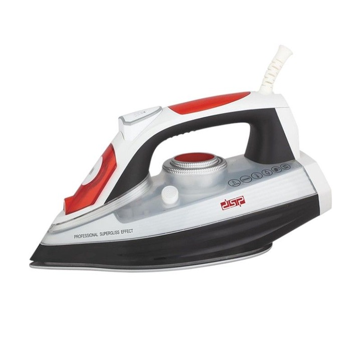 Fier de calcat cu abur DSP KD1067 (613422), 1600 W, talpa ceramica 24 x 13 cm, rezervor 350 ml, boost abur 80 g/min, debit abur 0–35 g/min, auto-curatare, pulverizare, Multicolor