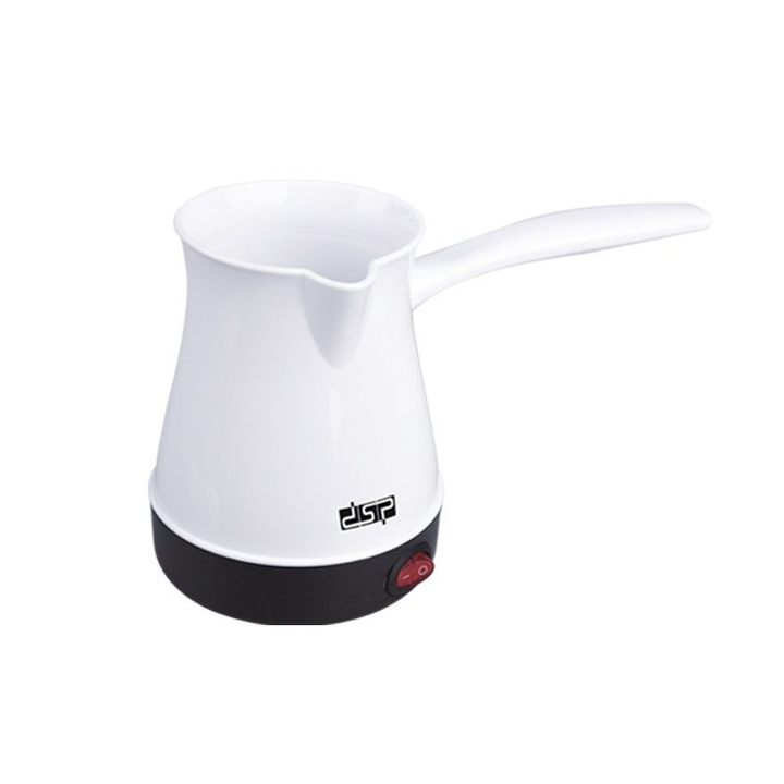Ibrik electric pentru cafea greceasca DSP KA3027 (564766_w), 600W, 300 ml, baza incalzita din inox, indicator luminos, alb