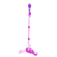 Microfon roz de jucarie cu stativ suport MP3 si lumini Krista®