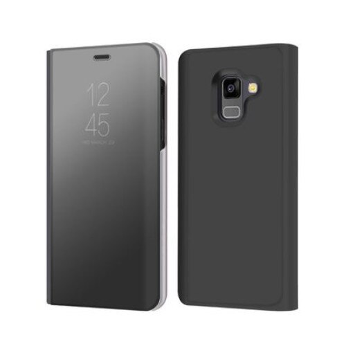 Husa Samsung Galaxy A5 / A8 2018 Black Clear View Oglinda Flip Standing Cover Mirror Neagra .Permite vizualizarea prin capacul superior