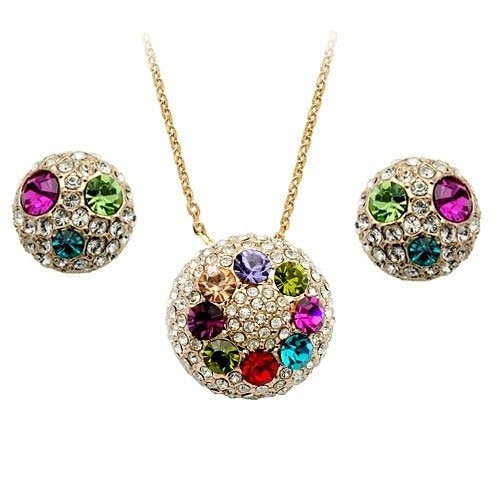 Set bijuterii cu zirconii Multicolor Globes