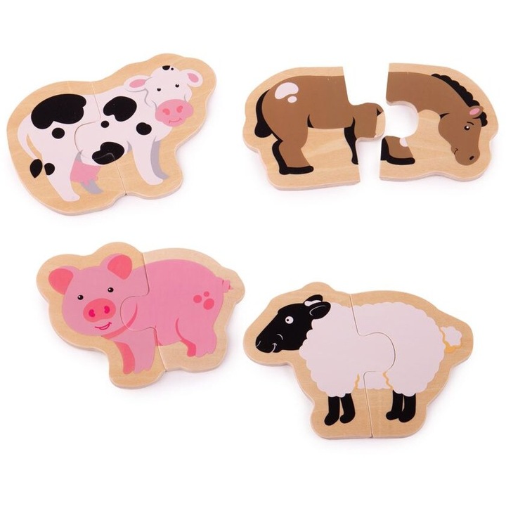 4 db BigJigs puzzle készlet - haszonállatok (2 db)