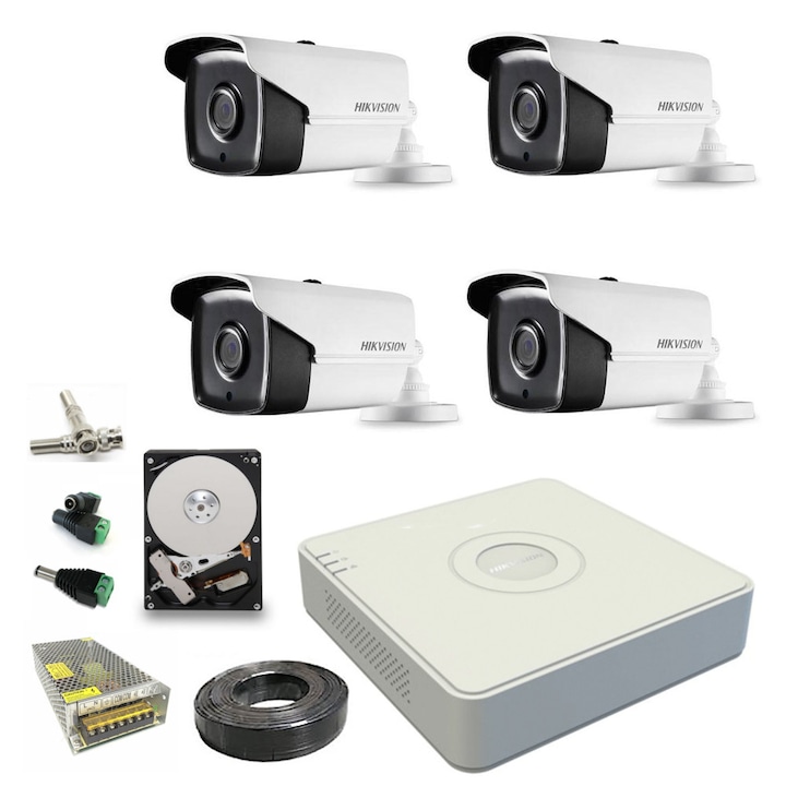 Kit Supraveghere 2 Camere 8MP (4K) IR 30m, exterior, inregistrare 8MP, extensibil la 4, Complet, acces mobil, noapte/zi, OOGIS™ K8MX2EBR