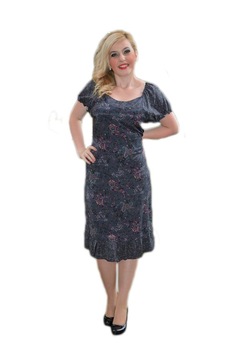 Rochie de primavara-vara, imprimeu oceanic, D&J Exclusive, Gri/Roz Rochie de primavara-vara, imprimeu oceanic, D&J Exclusive, Gri/Roz