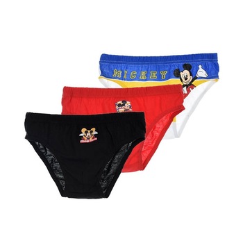 Set 3 perechi chilotei, baieti, Disney, Mickey Mouse, Alb/Rosu/Negru, 116-128 CM Set 3 perechi chilotei, baieti, Disney, Mickey Mouse, Alb/Rosu/Negru, 116-128 CM