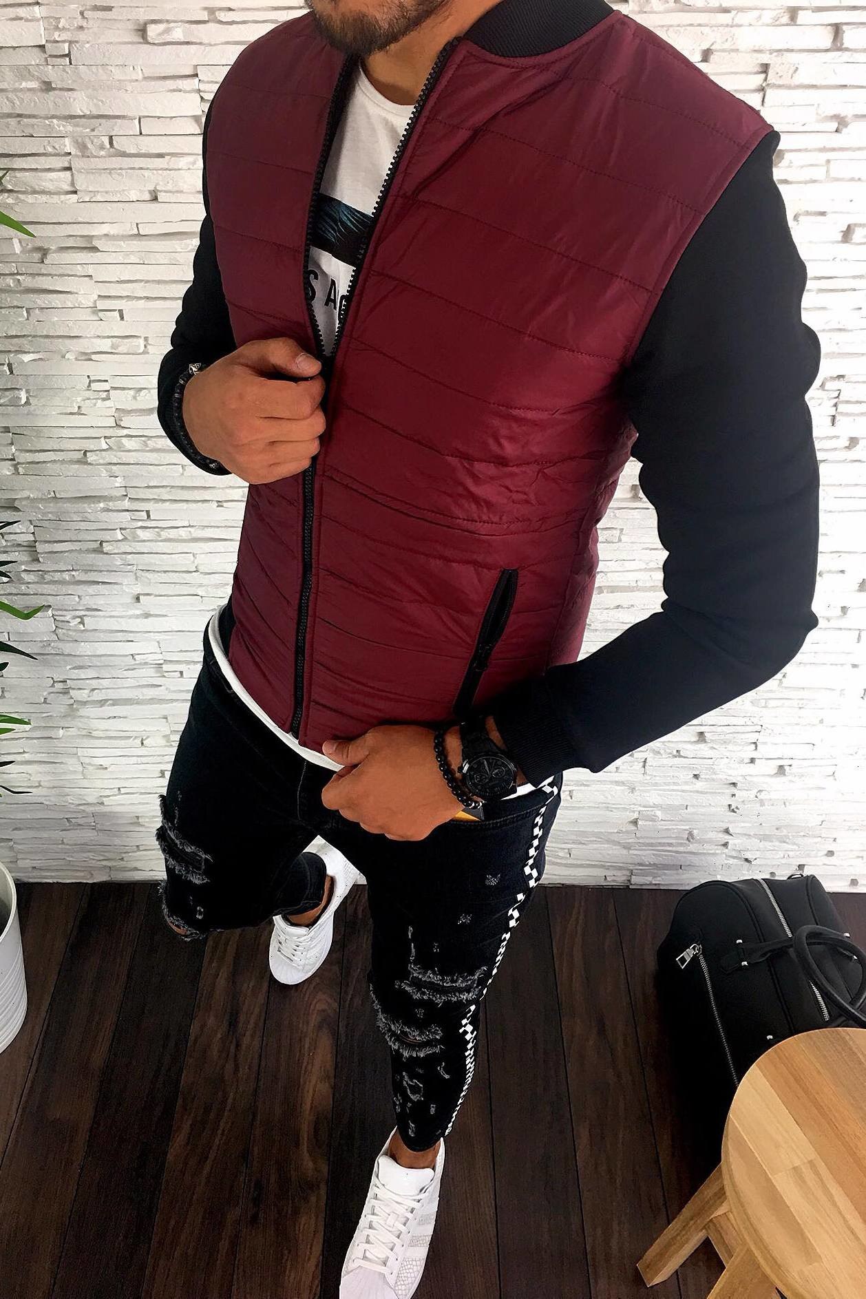Geaca pentru barbati, Premium, de primavara, slim fit, grena, M - eMAG.ro