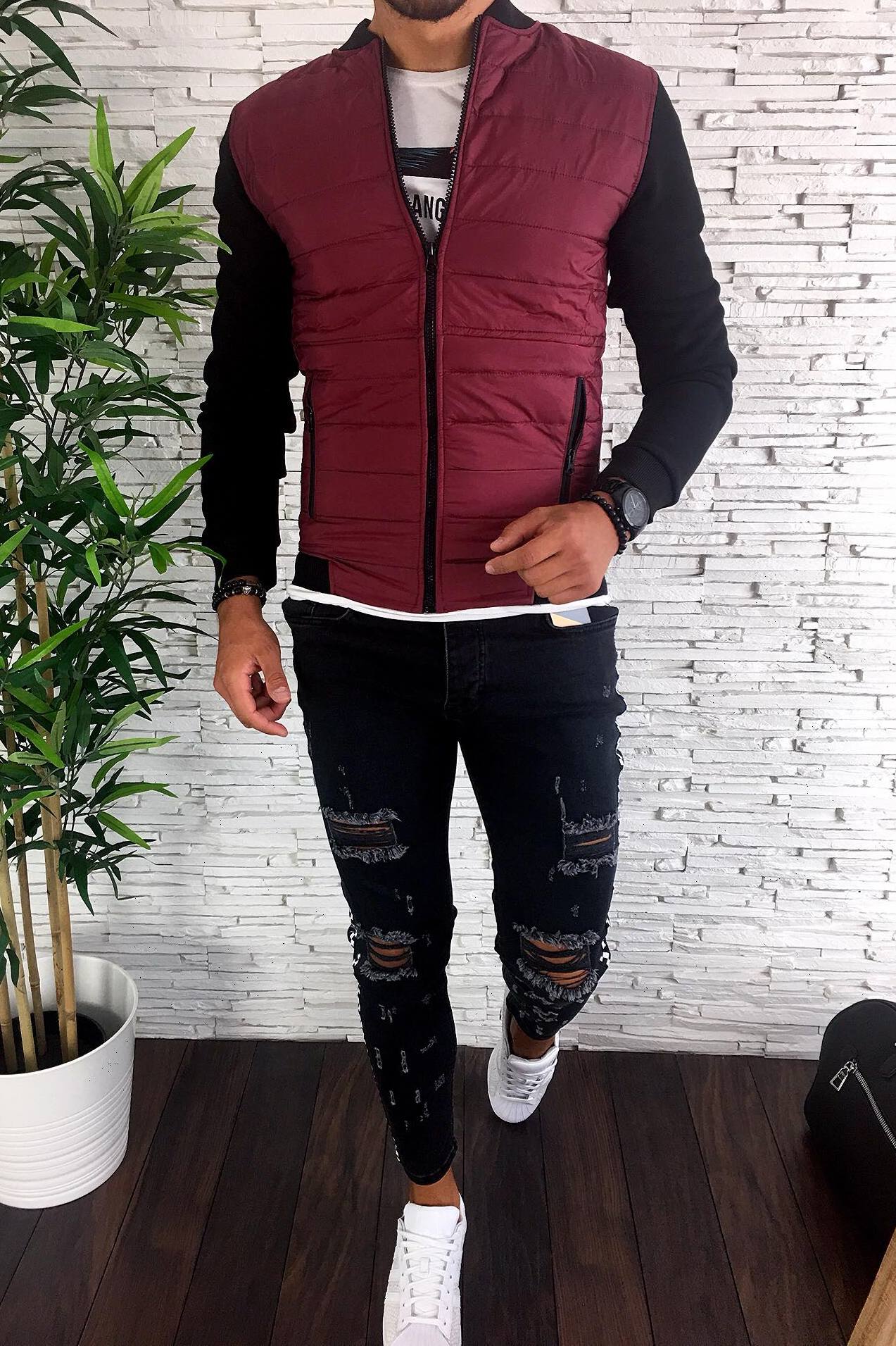 Geaca pentru barbati, Premium, de primavara, slim fit, grena, L - eMAG.ro