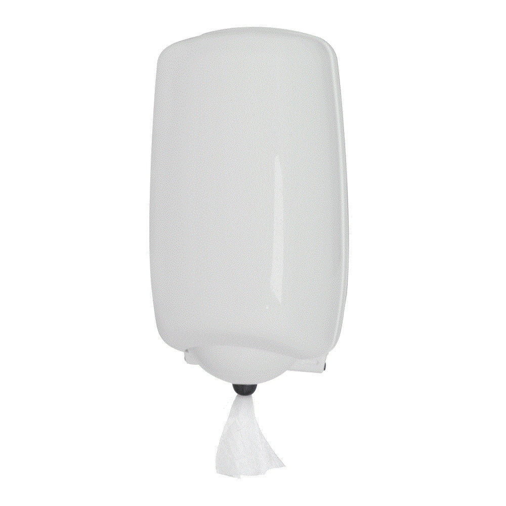 Dispenser prosop in rola, derulare centrala, livrare ajutabila, plastic ABS, alb