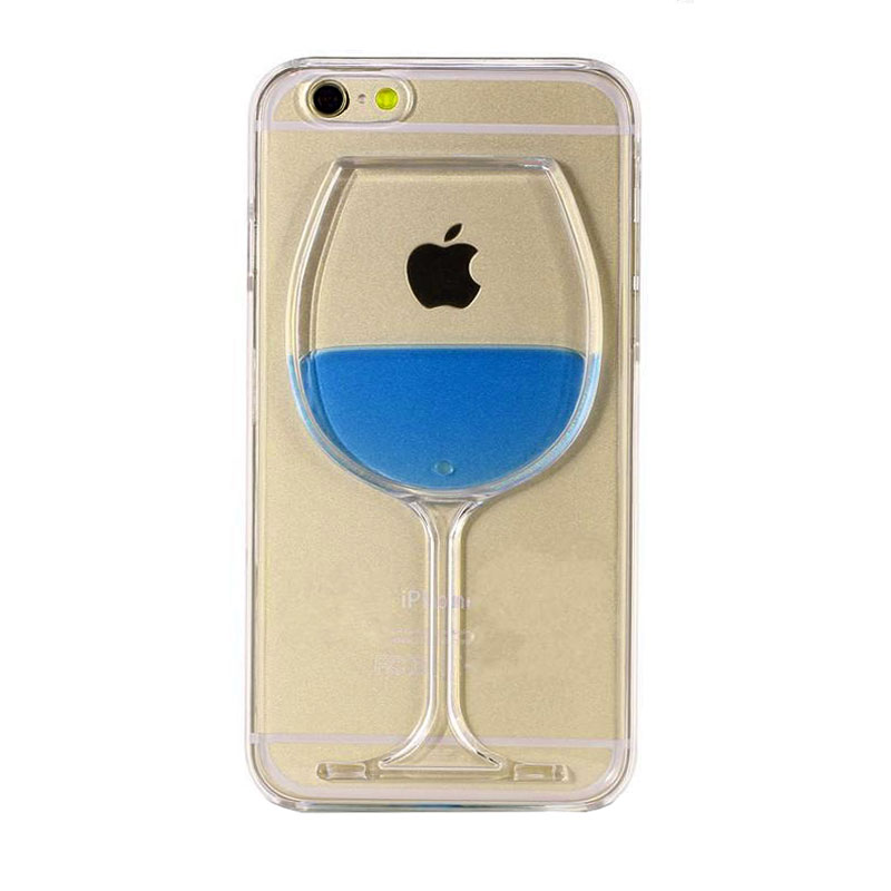 Carcasa Husa Apple iPhone 8 cu lichid model Pahar Wine Glass , Albastru , Blue