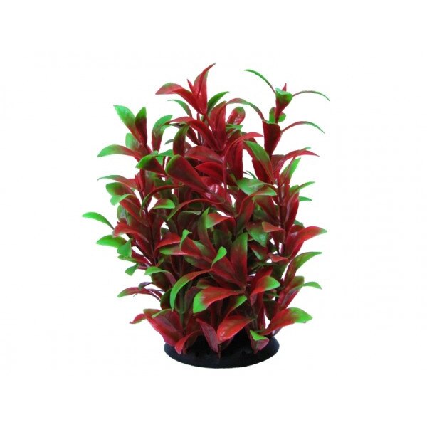 Planta artificiala acvariu Ludwigia rosu cu verde 18cm