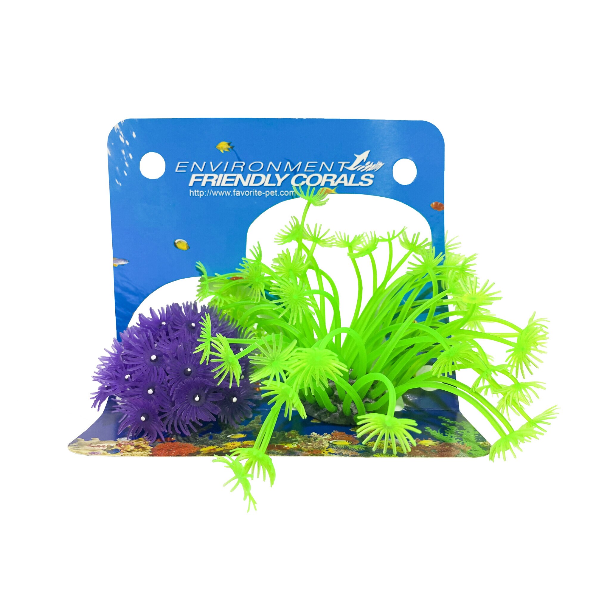 Set de 2 anemone light green si violet pentru acvariu