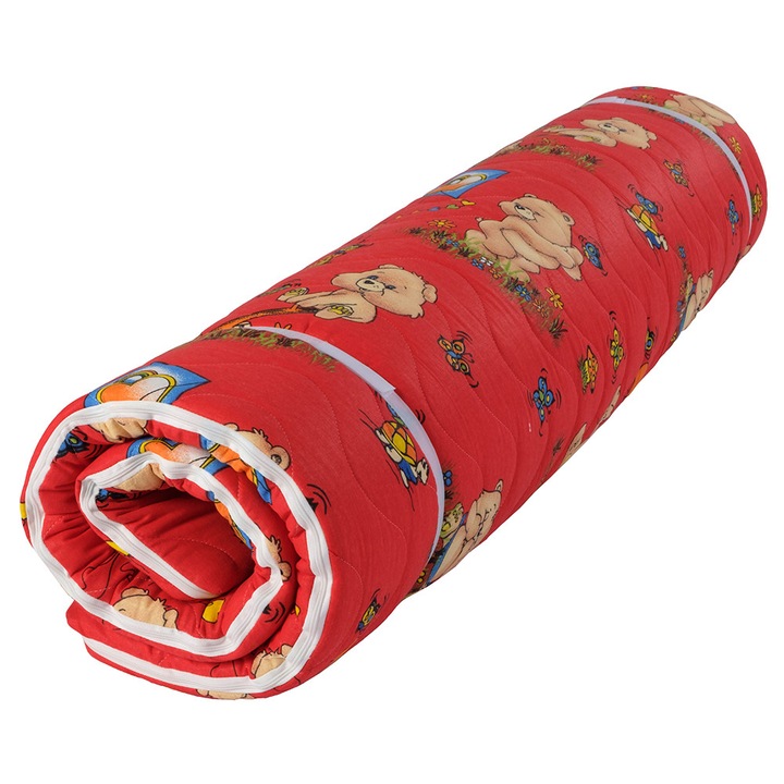 Saltea de joaca rulata Tedy pentru copii 120x140 cm husa detasabila din bumbac