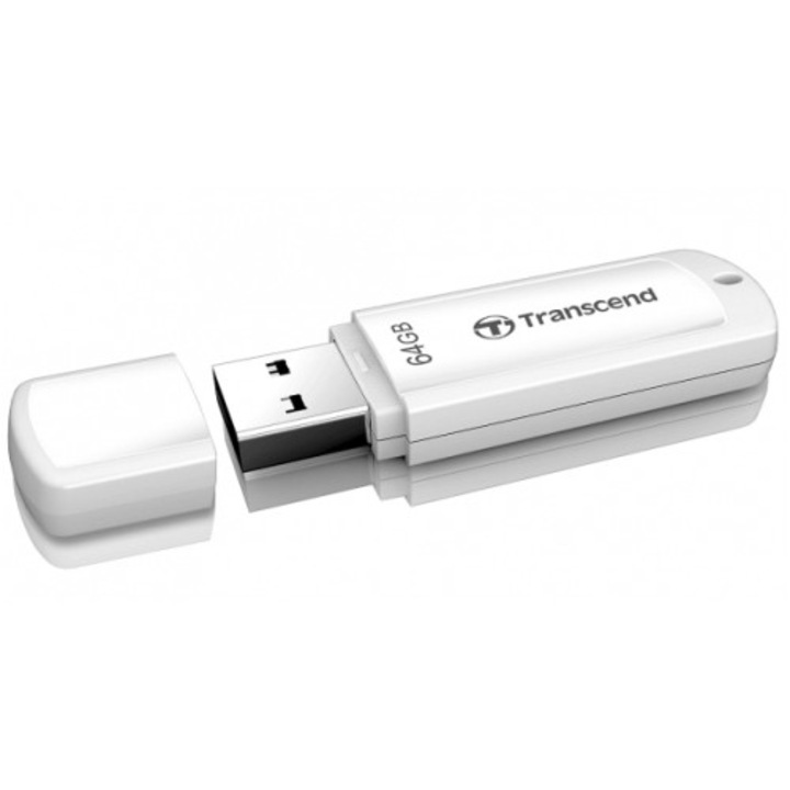 USB памет Transcend JetFlash 370, Бял, 64GB, USB 2.0
