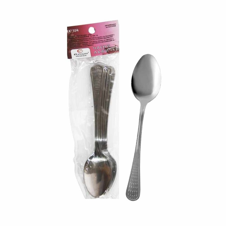 Kомплект шест чаени лъжички от ELEKOM ЕК-354, висококачествена, неръждаема стомана