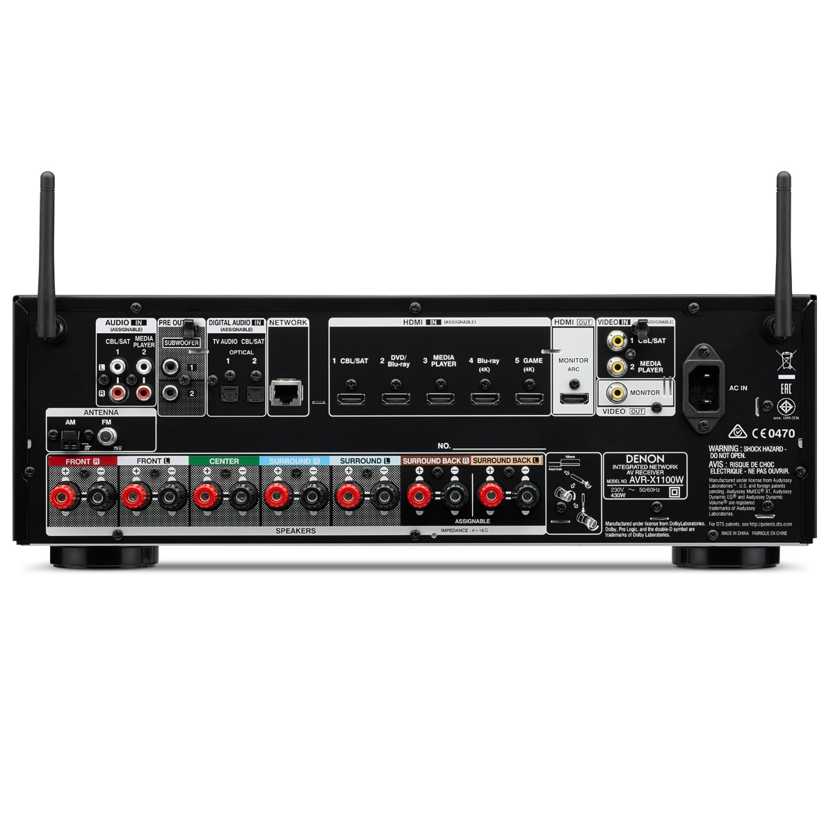 Receiver Denon AVR-X1100W, 7.2 canale, 1100W, 4K, Bluetooth Negru
