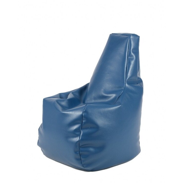 Fotoliu pentru copii (2-8 ani) Sunlounger Junior, Blue (piele eco) umplut cu perle polistiren (fotoliu para marca Pufrelax) Fabricat in Romania