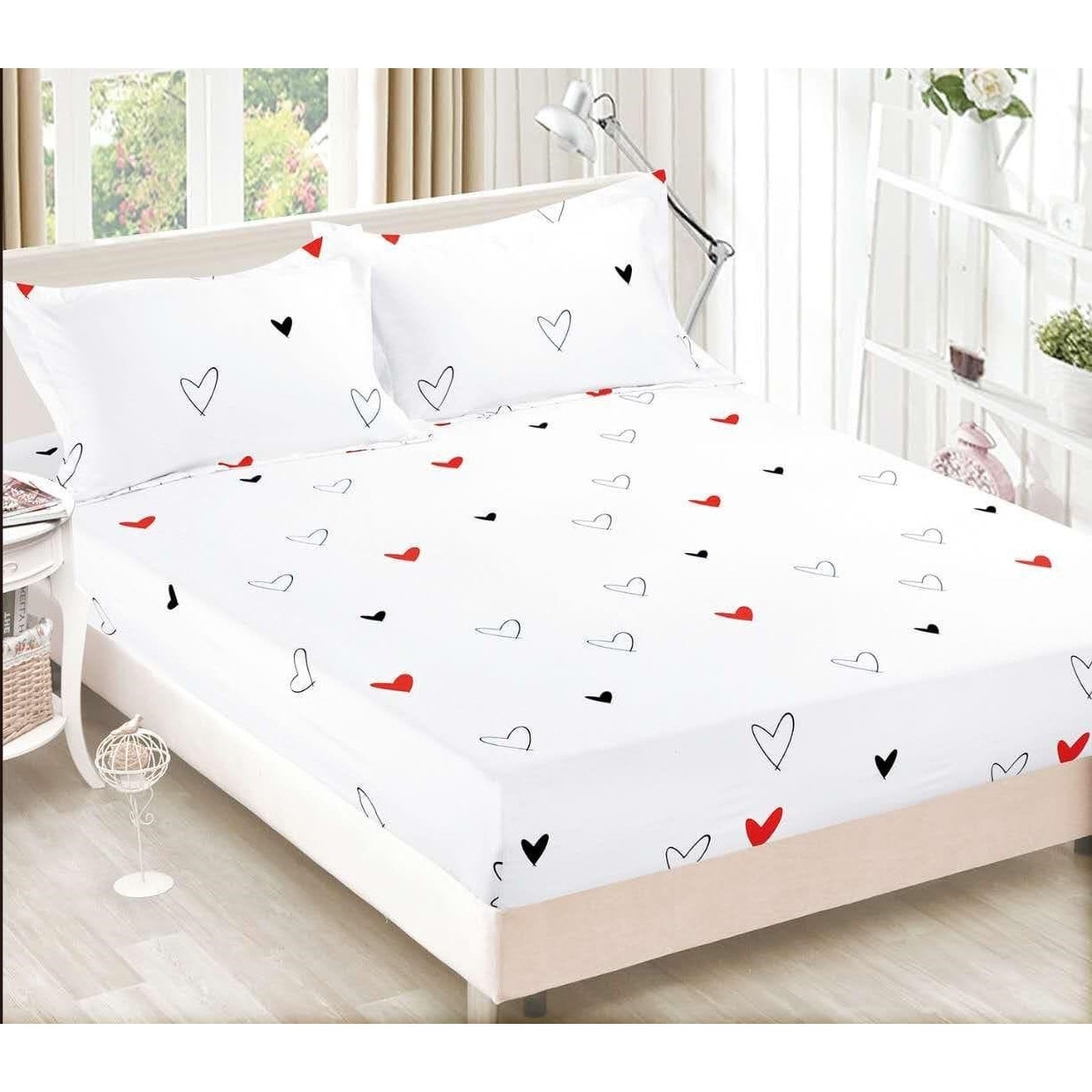 Set cearceaf cu elastic 230X250 cm si 2 fete de perna, VID-004