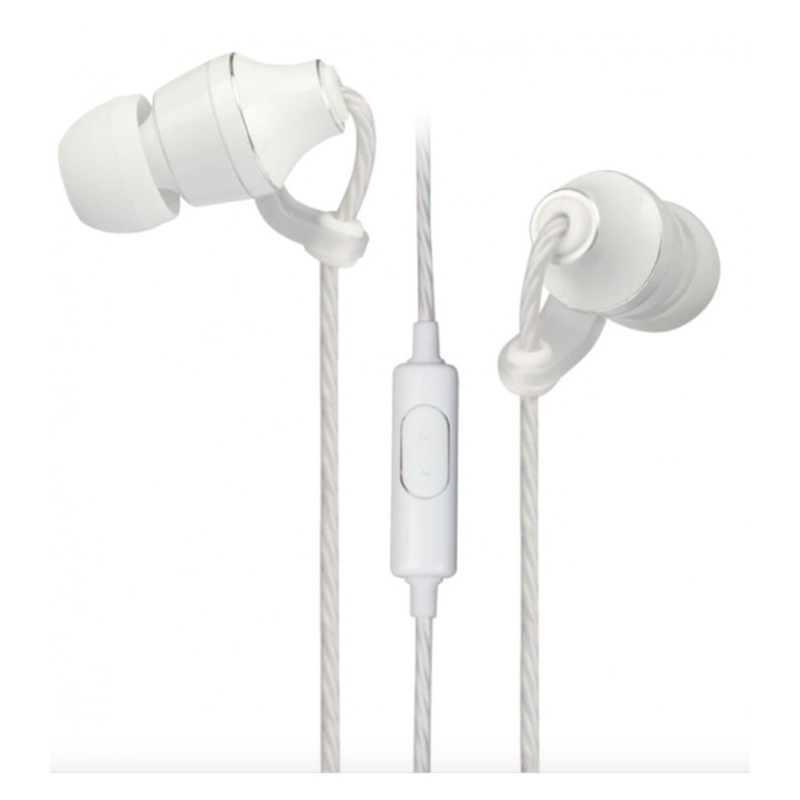 Casti Audio cu Microfon Universale Astrum EB400, jack 3,5mm, Alb