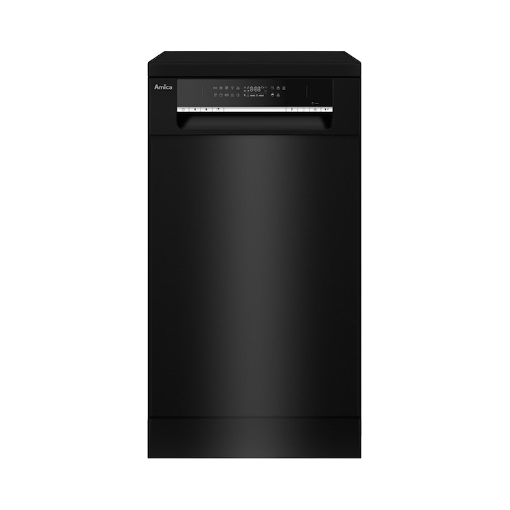 Masina de spalat vase Amica MDFM46B10EOIB (4LF2W5UN3EF) SilentDrive 3.0, OpenDry, SteamPower, 10 seturi, 44 dB, Clasa B, negru, 44.8 x 84.5 x 60 cm