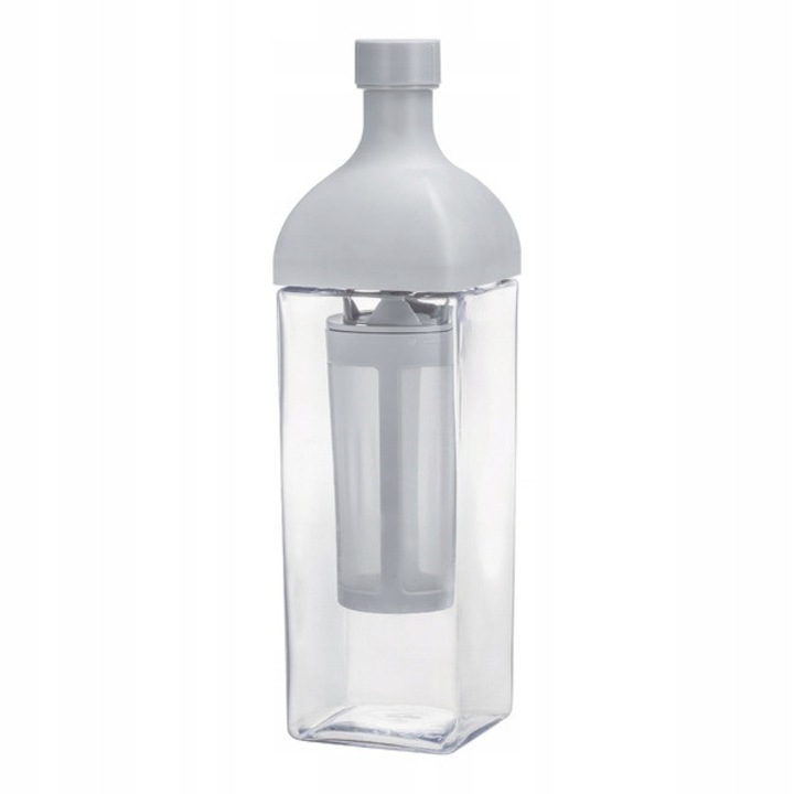 Butela pentru cold brew Hario Ka-Ku Coffee Bottle KAC-110-PGR, cu filtru, din plastic si silicon, alb, 1 l