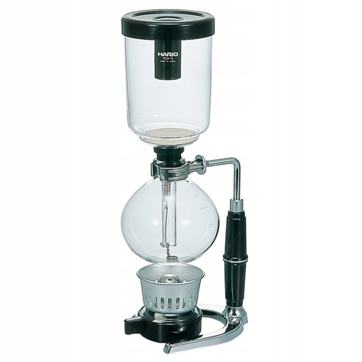 Sifon pentru cafea Hario Technica TCA-5, 5 cesti, din sticla, negru, filtru reutilizabil